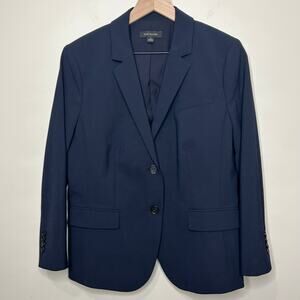 Ann Taylor Navy Blue Suit Jacket Blazer Size 10 EUC 2 Buttons Professional